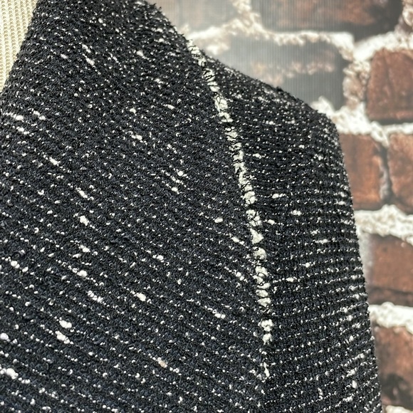 Max Studio Jacket Women's L Large Black Knit Fringe Open Front - Picture 9 of 13